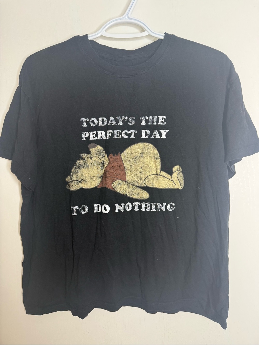 Graphic Winnie-the-Pooh Black Tee - "Today’s The Perfect Day To Do Nothing" XL